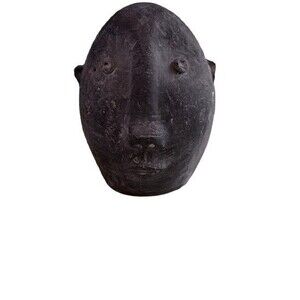 Creative Co-op Terracotta Face Vase 7" Primitive Abstract Sculpture Grey...
